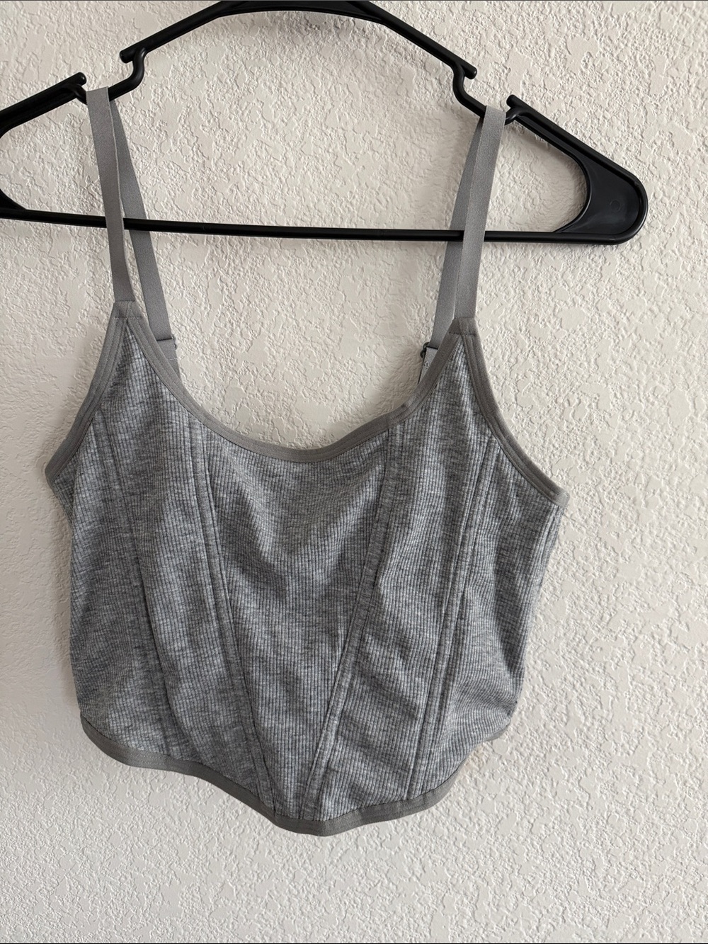 Colsie Gray Ribbed Corset Crop Top - Picture 2 of 7